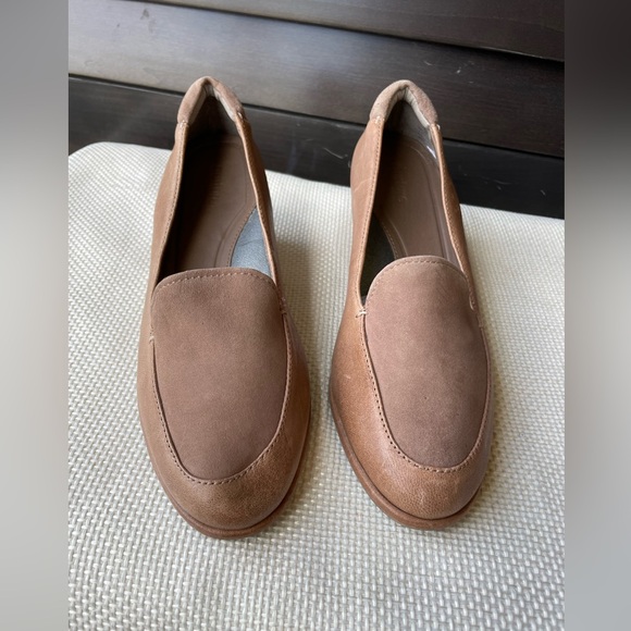 Nurture Brown Leather Loafer Wedges Size 8 Comfort Shoe Taupe - Picture 1 of 9